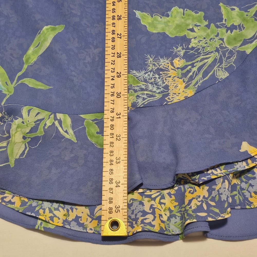 Emma James Liz Clairborne 3PC Skirt Set 14 Blue Floral Chiffon Blouse Tank L - Picture 16 of 16